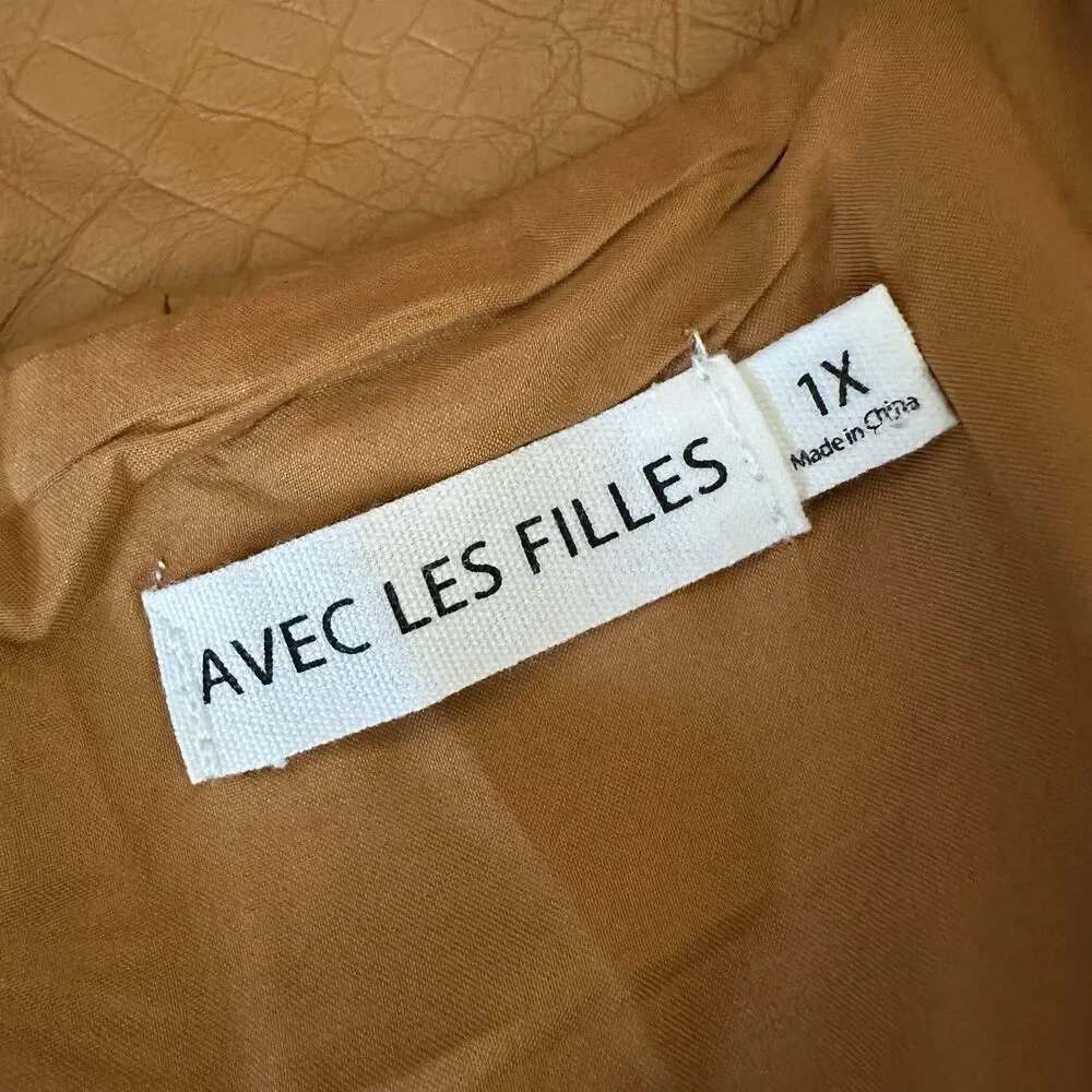Anthropologie Avec Les Filles Faux Vegan Leather Midi Dress 1X Plus - Picture 9 of 10